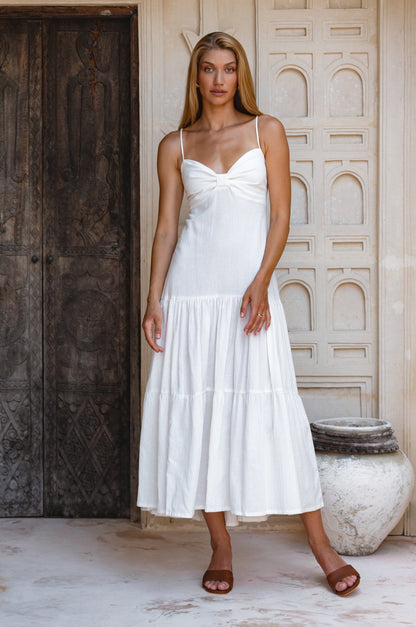 Aurelia Linen Maxi Dress Lightweight Smocked Adjustable Straps Summer Dress-3