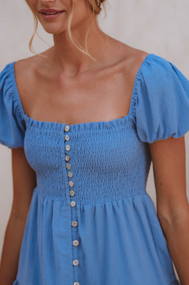 Catalina Smocked Linen Mini Dress (Sale)-1