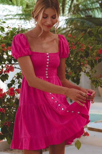 Catalina Smocked Linen Mini Dress (Sale)-6