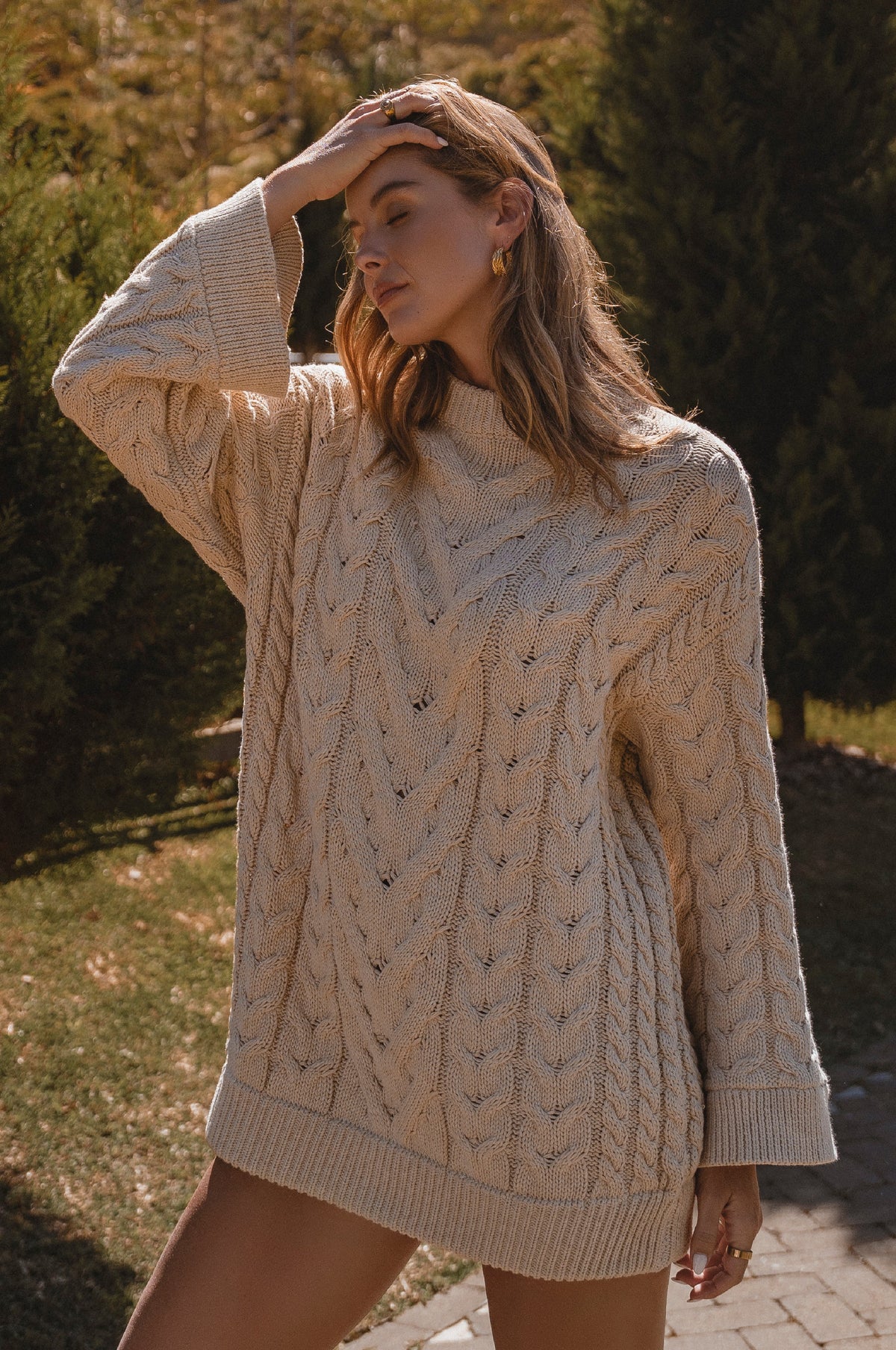 Cozy Cable-Knit Sweater Dress-0