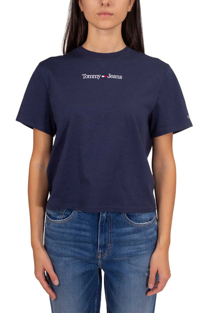 TOMMY JEANS – Boxy T-Shirt für Damen mit linearem Logo
