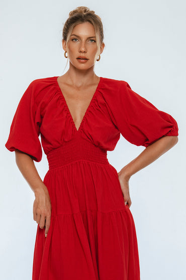 Lucienne Smocked Linen Maxi Dress-1