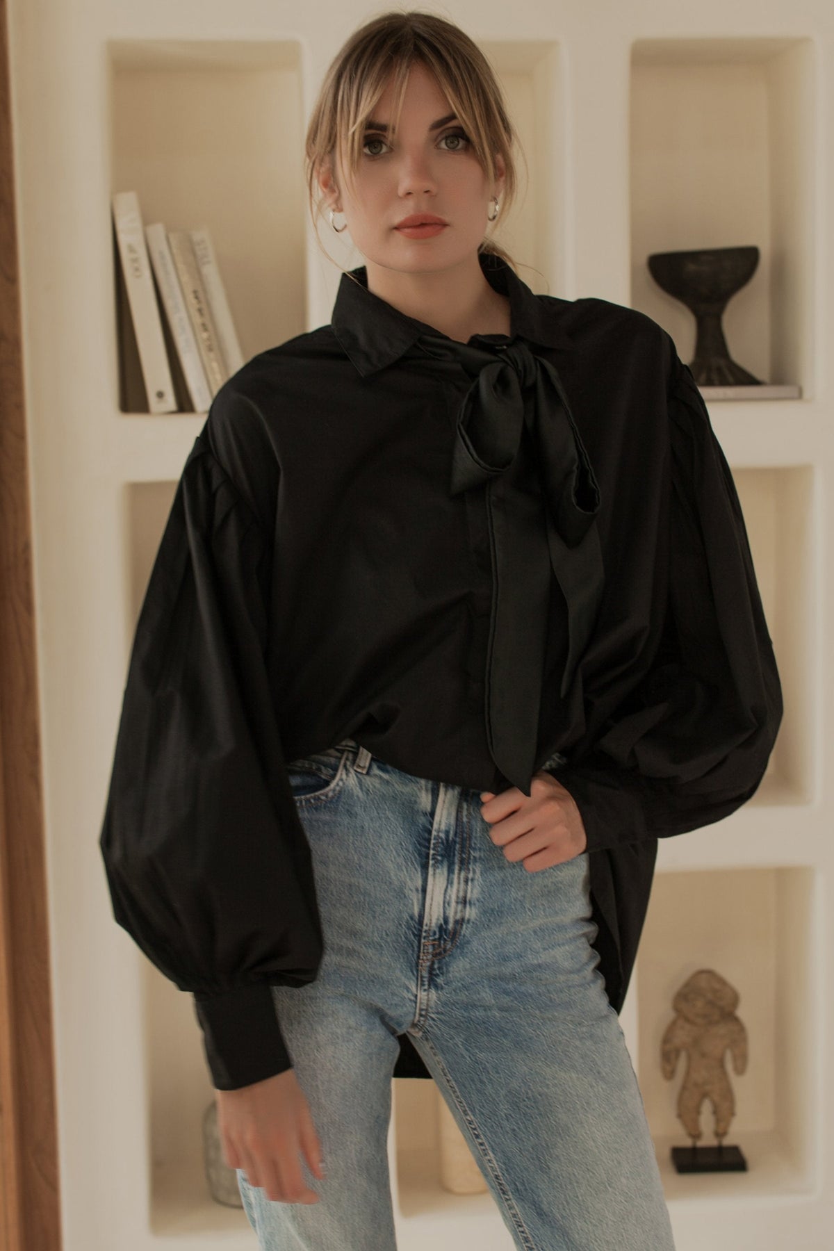 Merci Balloon Sleeve Oversized Shirt -1