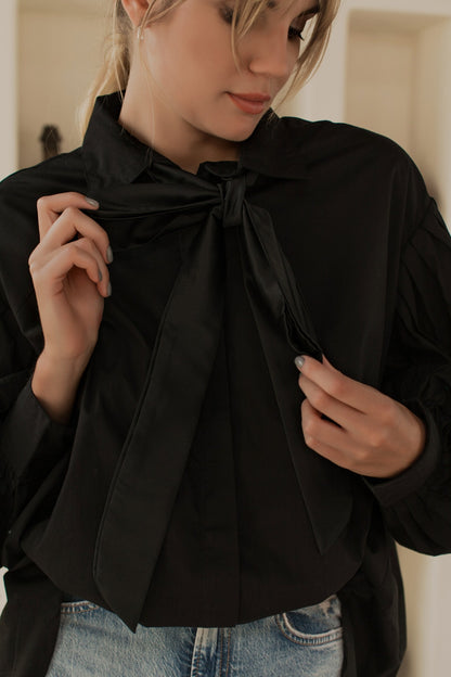 Merci Balloon Sleeve Oversized Shirt -4