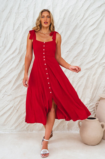 Mia Vita Button Down Dress With Ties-6