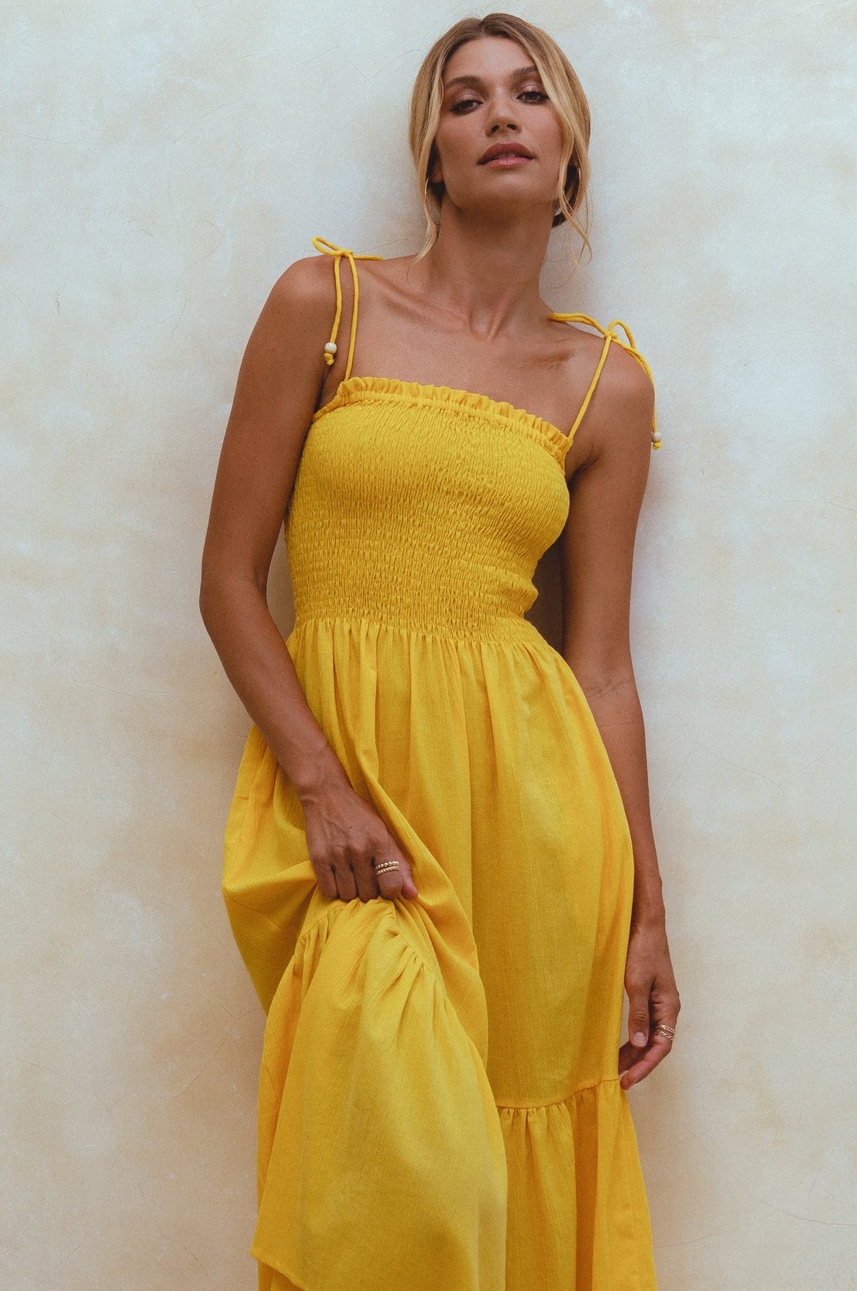 Paradiso Strappy Linen Midi Dress-3