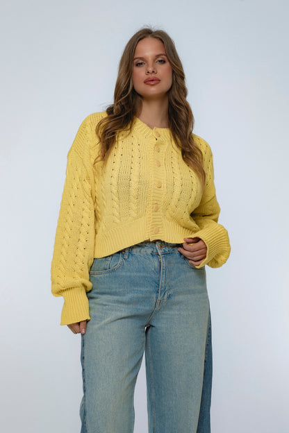 Parisse Cropped Knitted Cardigan-5