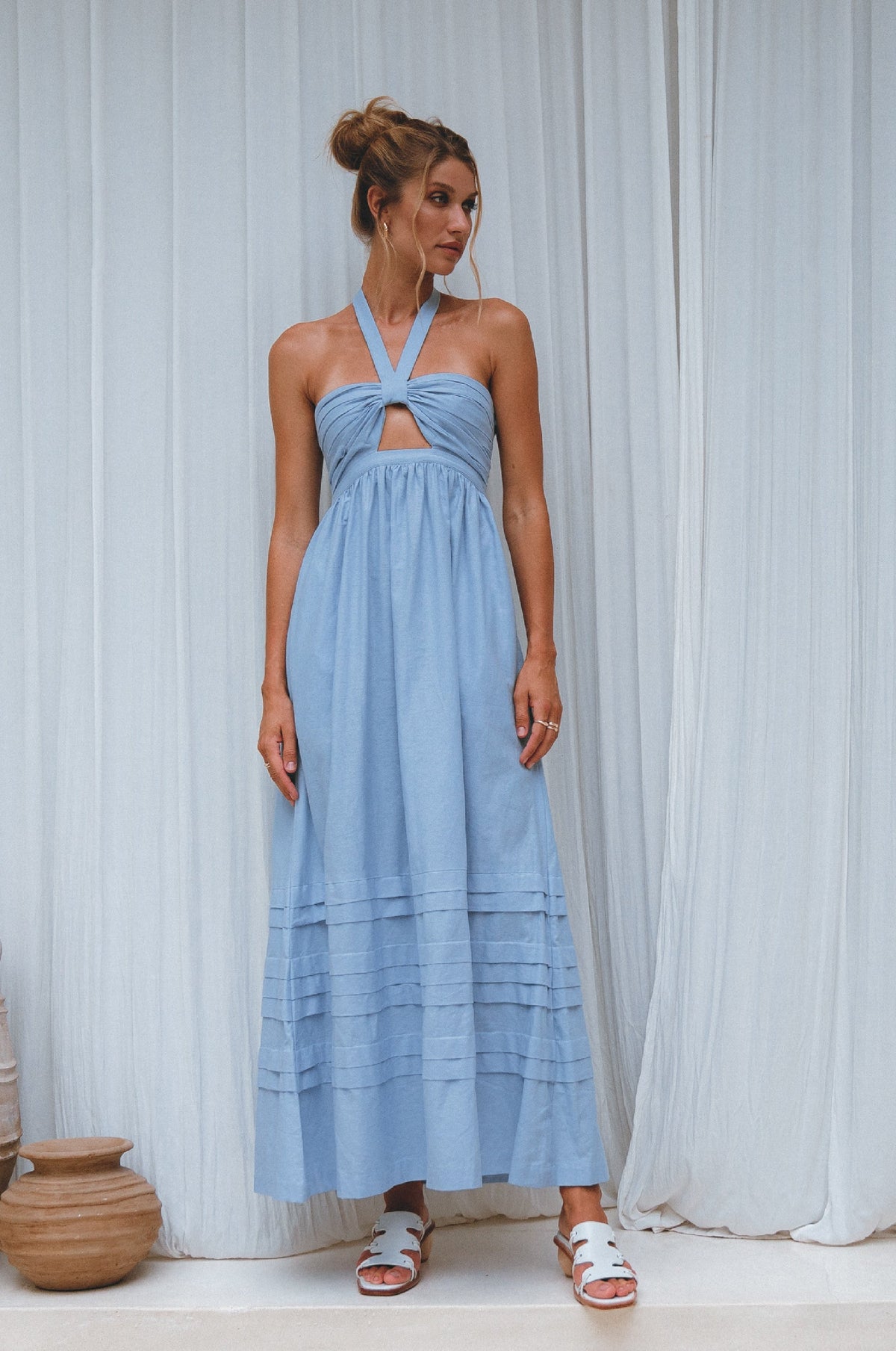 Penelope Halter Linen Maxi Dress-6
