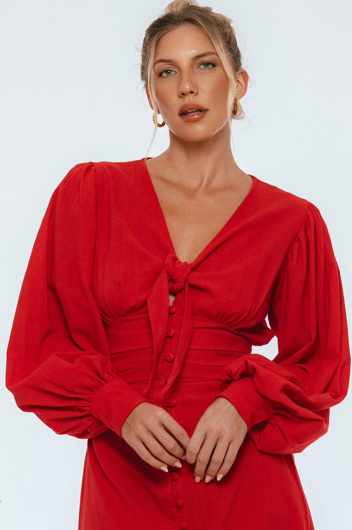 Velvet Sky Long Sleeve Linen Midi Dress-3