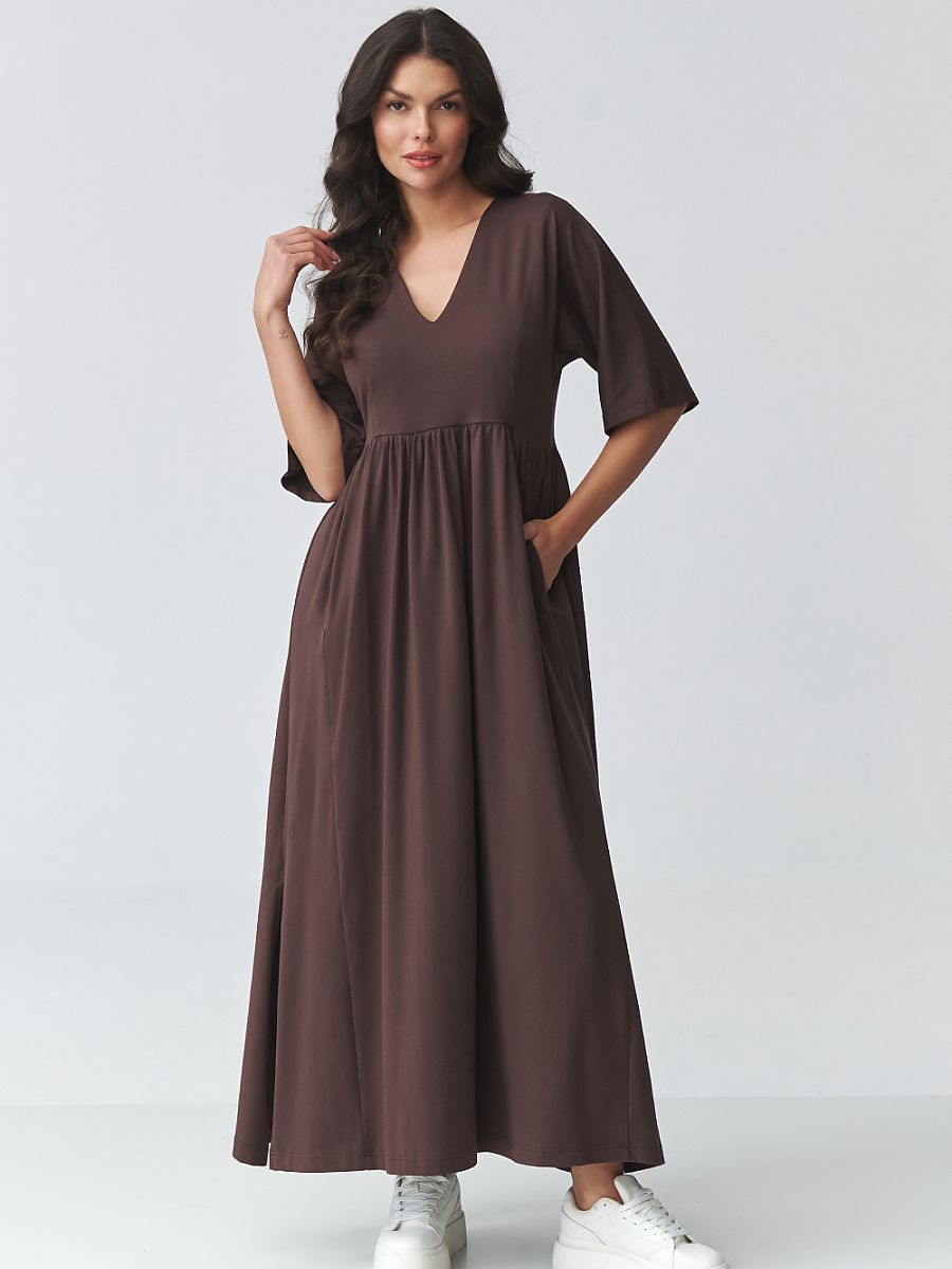 Makadamia Stylish Brown Maxi Daydress Model 225699 Comfortable Cotton Blend-1