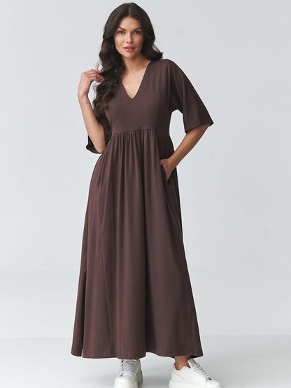 Makadamia Stylish Brown Maxi Daydress Model 225699 Comfortable Cotton Blend-1